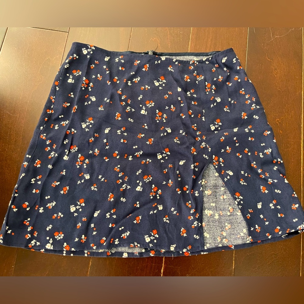 Reformation floral mini skirt with front slit